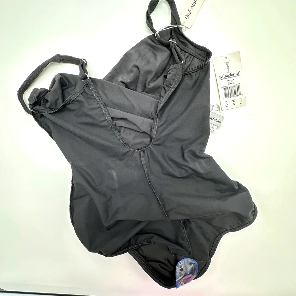 Miraclesuit Womens Black Underwire Ruched One Piece Swimsuit Size 12 New 451263
